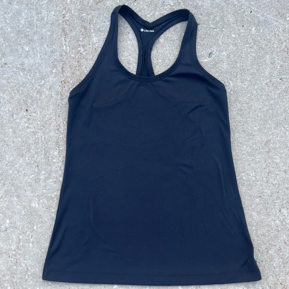 Lululemon Black Racerback Workout Tank Top Women Slim Fit Activewear Scoop Neck